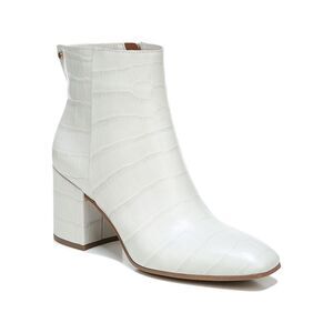 FRANCO SARTO Womens White Crocodile Tina Toe Block Heel Leather Booties 9 M
